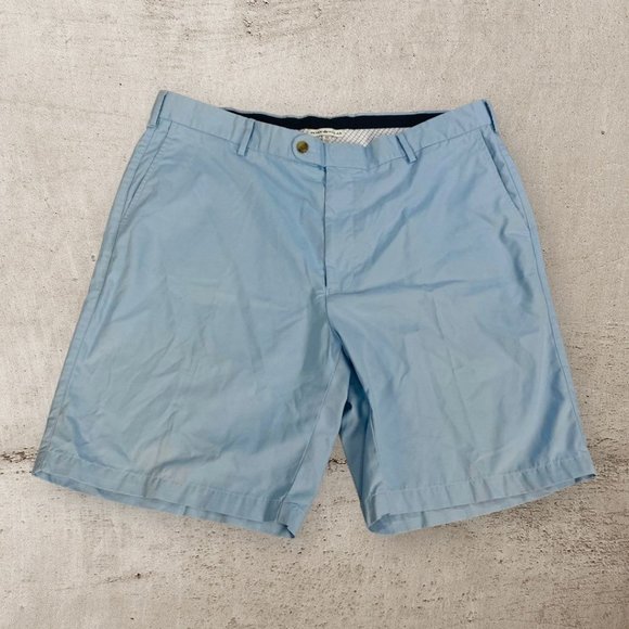 Peter Millar Shorts Mens Size 40 Chino Light Blue Golf Sport Flat Front Crown - Picture 1 of 9